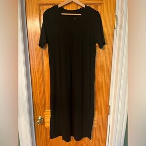 A New Day Black T-shirt Dress with Side Slit Black Size XL
